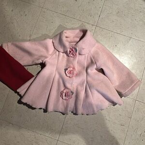 Pink Floral Button Kids Coat